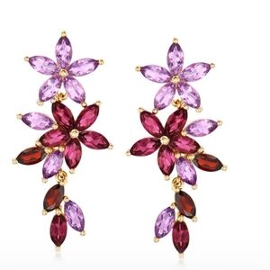 Multi Gemstone Floral Drop Earrings